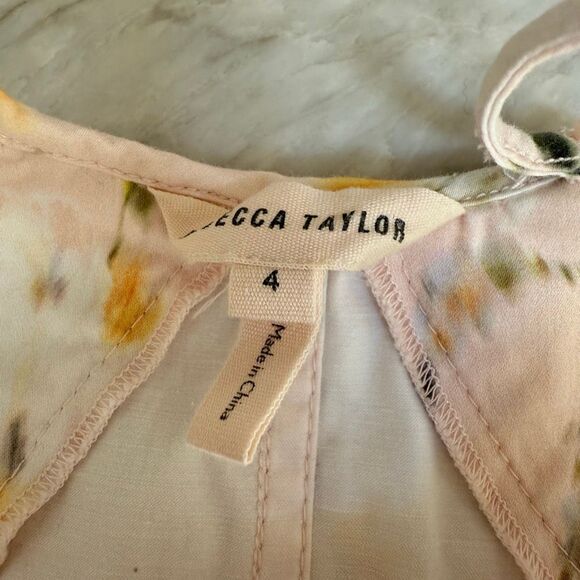 Rebecca Taylor ballet combo dress blush floral shift halter size 4 cotton - Picture 5 of 8